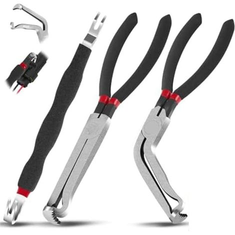 Lot de 3 pinces déconnexion électrique automobile conçues pour déconnecter les connecteurs électriques type languette poussoir, double extrémité, capteurs injecteurs bobines d'allumage - (1/5)