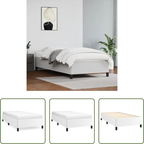 Kunstlederbett - Bettgestell Weiß 90x190 cm Kunstleder (1/5)