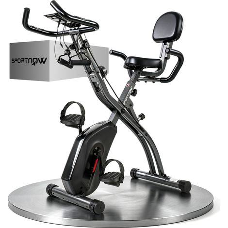 Vélo d'appartement pliable 3-en-1, 8 résistances magnétiques, Bluetooth Zwift, LCD, noir (1/5)