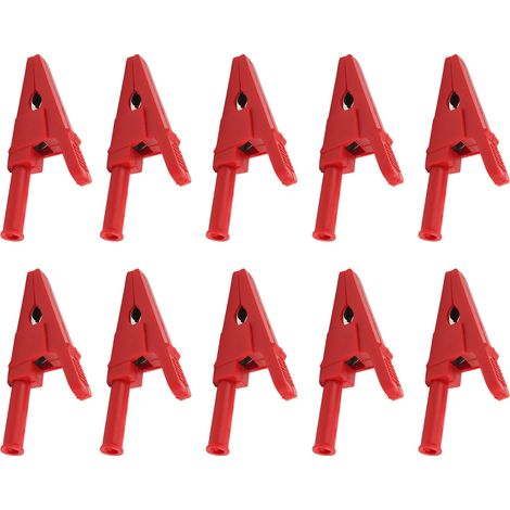 Lot de 10 Pinces de Test Ouverture 20mm Bonne Conductivité Sécurité avec Douille 4mm pour Circuit Électrique Rouge (1/5)