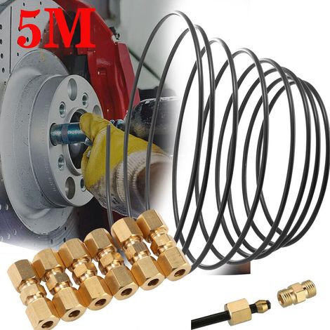 Tuyau De Frein - Acier Ø 4,75 Mm - Longueur 5 M - Raccords Rapides En Laiton - Pour Lignes De Frein Huile Carburant (1/5)