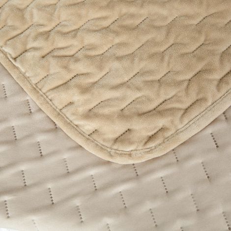 Couvre-lit élégant 170x210 cm avec passepoil beige (1/5)