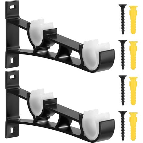 2 Pièces Support Tringle Rideaux, Supports pour Tringles à Rideaux, Support de Tringle à Rideau Murale Réglable en Alliage d'Aluminium pour Tringles à Rideaux de 23 mm à 33 mm (1/5)