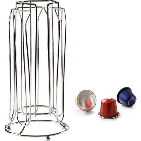 Porta Capsule Caffè in Metallo – Supporto Cialde Verticale Salvaspazio (20/30/36/40/52 Capsule) Organizzatore Caffè – Design Moderno e Girevole – Compatibile Tipo Nespresso Dorota-30Capsule
