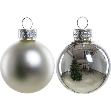 TrendLine Christbaumkugeln 16 Kugeln Ø 3,5 cm Glas Silber Weihnachtskugeln (1/3)