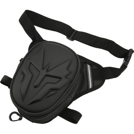 Sacoche de cuisse multifonctionnelle en PVC mat noir pour moto, idéale pour les activités de plein air. (1/5)