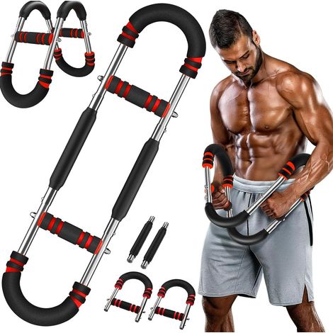 Aparato de musculación para brazos, ajustable en 3 niveles, acero inoxidable negro y rojo OKMYHOME (1/5)