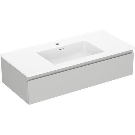 Mexen Orio Badezimmerschrank 100 cm mit Waschbecken Otis, 1 Schublade, grau matt/weiß matt - 91A10-10023-1-BF62-W18M01