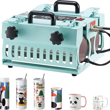 Transferpresse für Tassen (32,5–89 cl, Durchmesser 75–85 mm), 2-Stationen-Sublimationsmaschine, schnelle und gleichmäßige Erwärmung, zwei unabhängige Displays, zum Übertragen von Bildern auf Tassen (1/5)