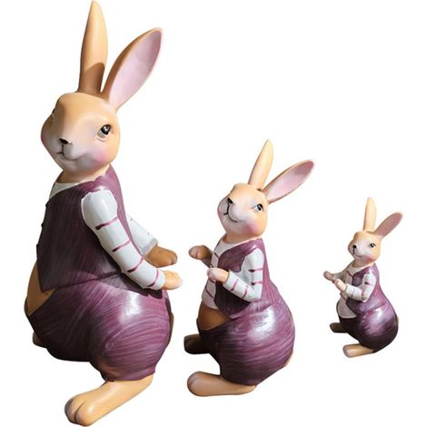 Figurine de Famille de Lapin, Sculpture de Lapin, Ornements artistiques, décoration de Maison pour Chambre à Coucher, dortoir, décoration de fête, Figurines de Lapin de Pâques en résine (1/2)