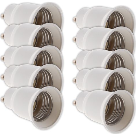 Lot de 10 adaptateurs de douille GU10 vers E27 à baïonnette - ampoules LED et halogènes - Blanc - Zenitech