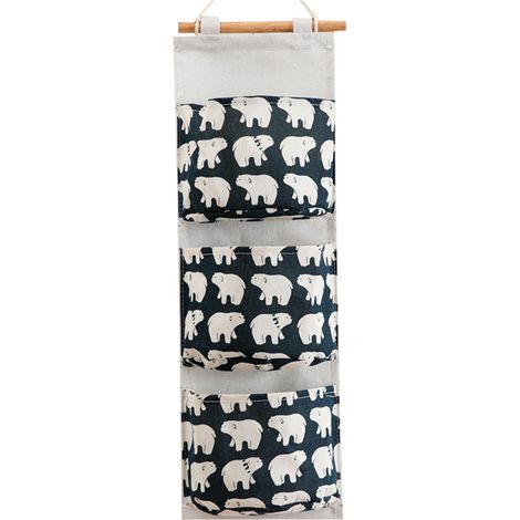 Lot de 2 sacs de rangement suspendus muraux, motif ours polaire, solution gain de place (1/3)