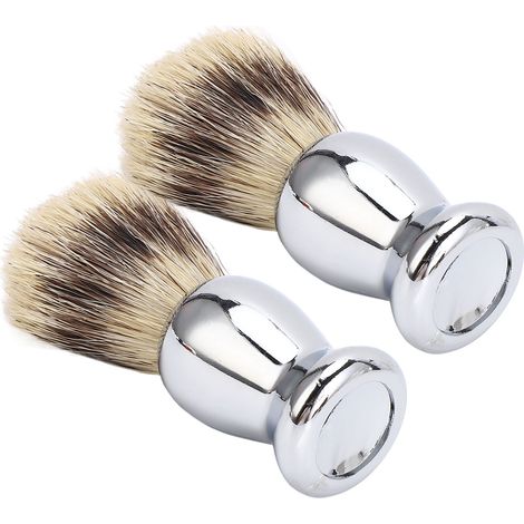 Lot de 2 pinceaux de rasage à poils longs, doux et denses, avec manche, pour homme. Compatible avec la mousse à raser et la crème moussante. (1/5)