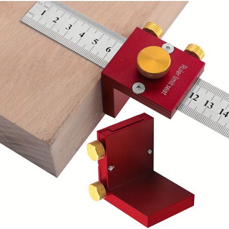 Regla guía de acero para carpintería – bloque de posicionamiento – herramienta de tope para reglas – posicionador de medición de madera para bricolaje