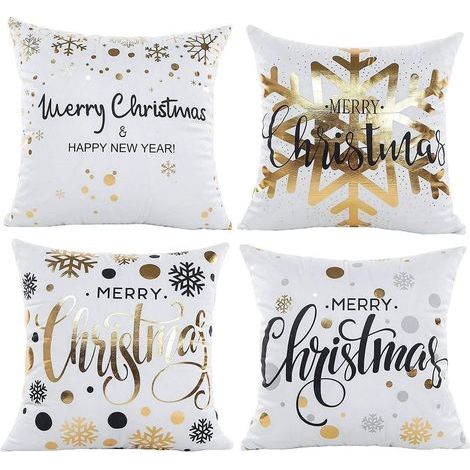 Set di 4 federe natalizie per cuscini, federe per cuscini natalizi, federe per cuscini da divano, federe decorative, bellissime federe natalizie (1/5)
