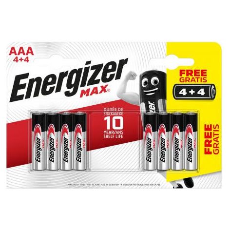 Piles AAA alcaline Max LR03 1,5V 4+4 offertes - ENERGIZER