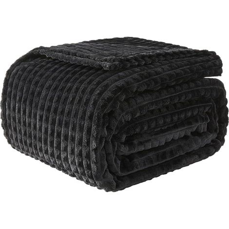 Kuscheldecke Fleecedecke Tagesdecke 02-schwarz 200 x 230cm (1/4)
