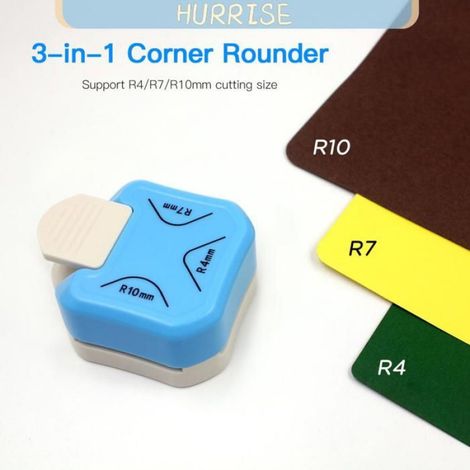 Tbest 3-en-1 arrondisseur d'angle Poinçon d'angle 3 en 1 R4/R7/R10mm, -coin rond pour artisanat de cartes, papier materiel Bleu (1/5)