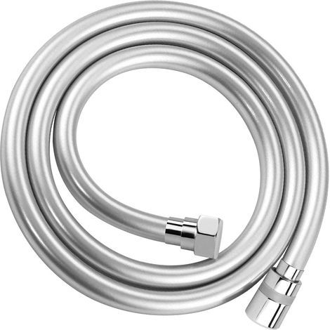 Cabezal de ducha flexible antitorsión, manguera de ducha de 2 m, de goma, color blanco. (1/5)