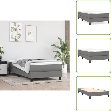 Cadre de lit sans matelas gris foncé 100x200 cm tissu - Cadre De Lit - Lit Double - Literie - Meuble Chambre - Chambre À Coucher (1/5)