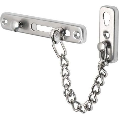 Chaîne antivol de porte en acier inoxydable, boucle de porte à chaîne (acier inoxydable 304 argent brossé) (1/5)