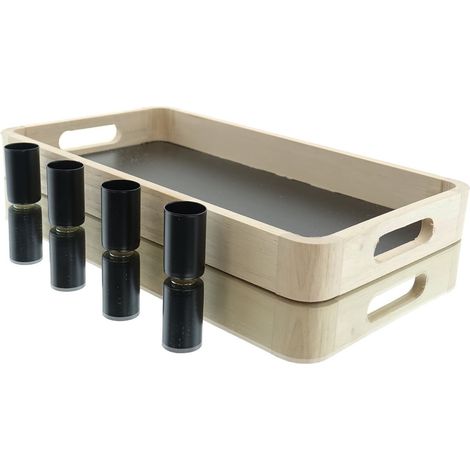 Riffelmacher Deko-Tablett 4 magnetische schwarze Kerzenhalter Holz 33 x 18 cm - Holz & Metall (1/5)