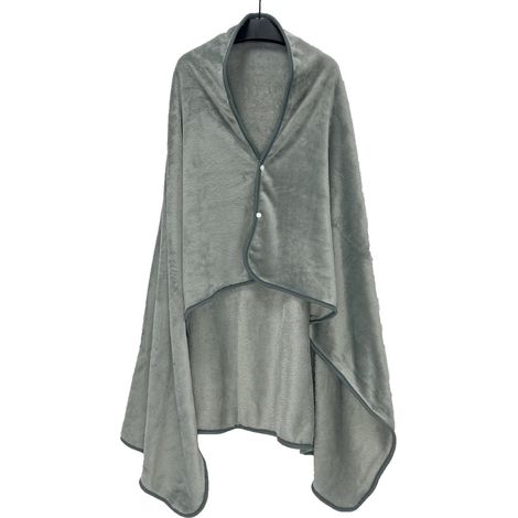 Manta ponible, cómoda capa/chal para estar en casa con bolsillos de felpa para adultos y adolescentes - gris - Talla única - 100x150cm