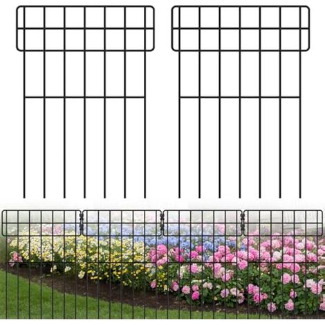 Lot de 12 panneaux de clôture extérieure en métal (42 x 31 cm) pour jardin, terrasse, parterre de fleurs et bassin. Idéal pour chiens et autres petits espaces. (1/5)