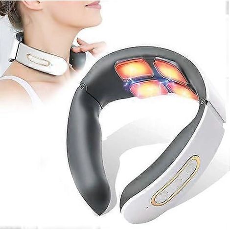 Appareil de massage cervical EMS, massage des tissus profonds, soulagement de la douleur, appareil de massage cervical à impulsions électriques avec fonction chauffante, appareil de massage cervical T (1/5)
