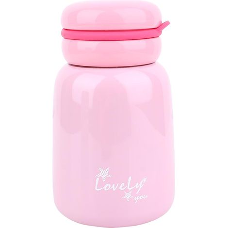 Gourde isotherme en acier inoxydable 304, 240 ml, couleur macaroni, avec poignée en silicone, jolie tasse à eau rose (1/5)
