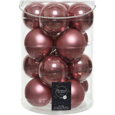 Boules en verre à suspendre Velours Rose dim 8 cm Carton de 16