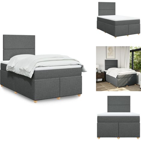 Sommier à lattes de lit avec matelas gris foncé 120x190cm tissu - Sommier À Lattes De Lit - Sommiers À Lattes De Lit - Lit - Meuble De Chambre À Coucher (1/5)