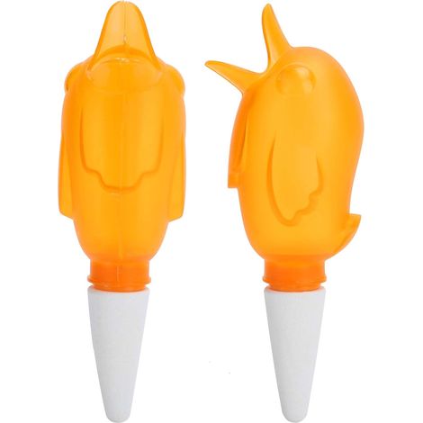 2 Stück automatische Tropfbewässerungssysteme, Bewässerungsspitzen, leicht, tragbar, Gartenpflanzen-Bewässerungswerkzeug, transparent, Vogelform, orange, 16 cm (1/5)