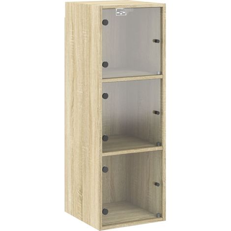 Maison Exclusive - Mobile a Muro con Ante in Vetro Rovere Sonoma 35x37x100 cm