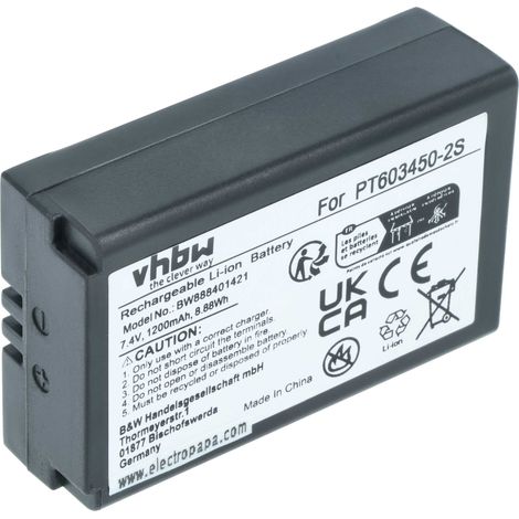 vhbw Replacement Battery compatible with CEM DT-9880, DT-9880M, DT-9881, DT-9881M, DT-9883M, DT-9850M Measuring Devices (1200mAh, 7.4 V, Li-ion)