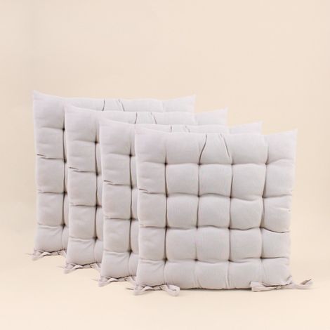 Lot de 4 galettes de chaises beiges 40x40cm (1/5)