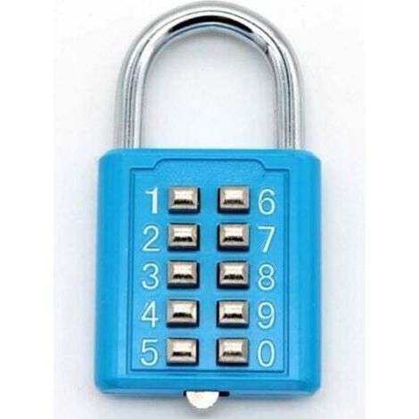 Cadenas en acier inoxydable avec combinaison de 10 chiffres pour le verrouillage du mot de passe (bleu) , sans clé pour le terrain de sport et le vestiaire (1/5)