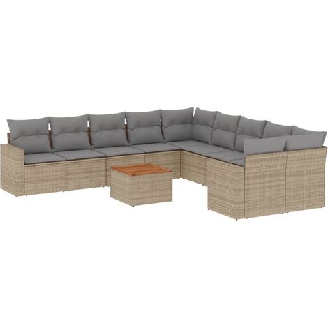Maison Exclusive - Patio Sofa Set 10 plaza Mezcla beige y gris (1/5)