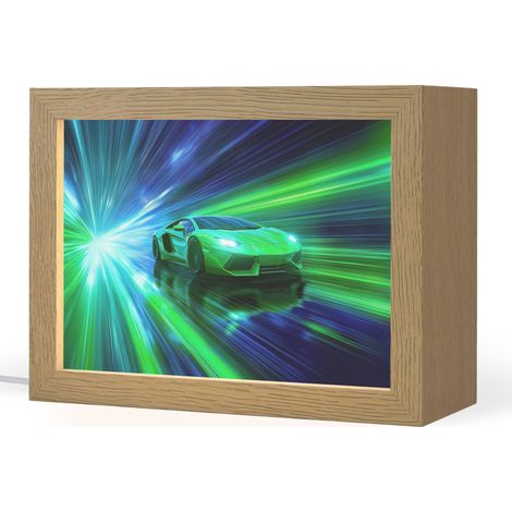 LUCE NOTTURNA PER BAMBINI Velocità - Luce - Auto sportiva - Verde 20x15 cm