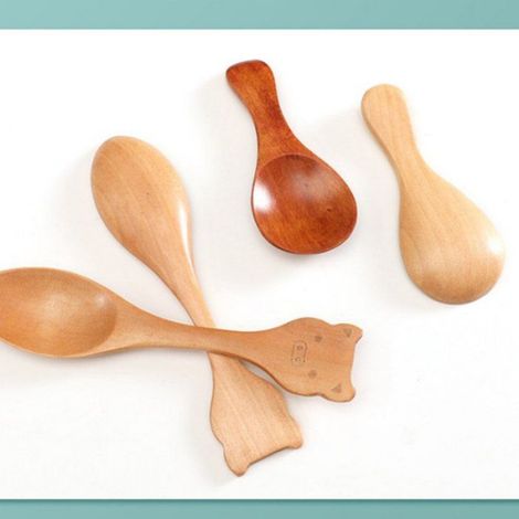 Lot De 10 Cuillères En Bois, 8 X 3,5 Cm, Deux Teintes, Pour Dessert, Confiture, Miel, Yaourt (1/4)