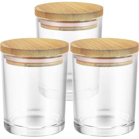 Bocaux à bougies en verre transparent avec couvercles, adaptés au stockage et à la fabrication de bougies, lot de 3. (1/5)