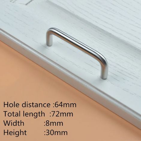 Poignées de porte en acier inoxydable en forme de U (64 mm), boutons de commode, boutons et poignées de placard de cuisine pour meubles, diamètre 8 mm, HomeDeco (1/5)