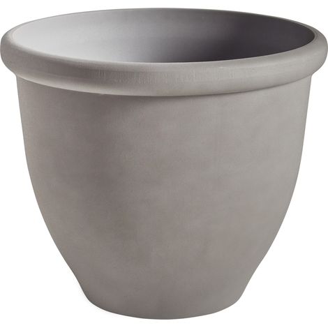 Macetero de jardín moderno redondo mate mezcla de piedra poliresina ⌀ 49 cm gris Tesalia