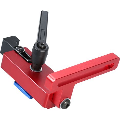 Butée de goulotte en alliage d'aluminium pour établi de menuiserie, avec rails en T et guide-onglets. (1/5)