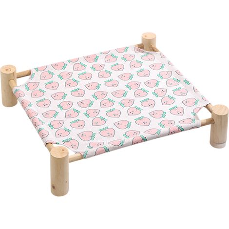 1 lit pour chat, structure en bois surélevée, tissu respirant, usage intérieur/extérieur, adapté chat chien lapin (1/5)