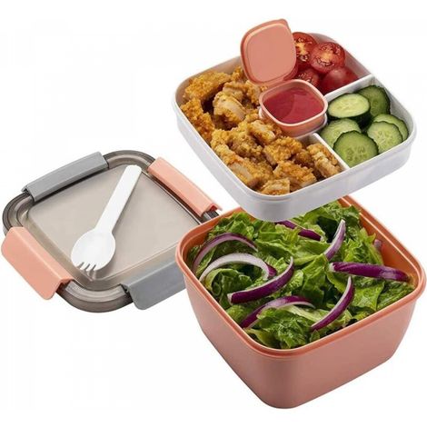 1.1L-Lunch Box aveccompartiment de Subdivision,Boite Repas Adultes/Enfants,Bento Lunch Box Durable,Lunch Box Salade Boîtes Repas Micro Onde Pour Les voyages école/travail/pique-nique (pink) (1/5)