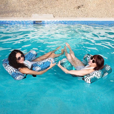 Paquet de 2 chaises longues flottantes piscine gonflable robuste pour adultes chaise flottante fête été eau plage lac amusant avec pompe gratuite (1/5)