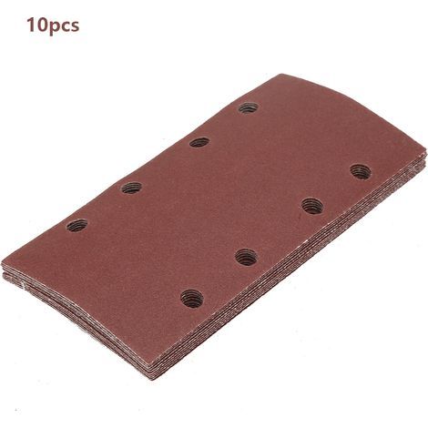 10-piece set of 93 x 190 mm sandpaper for wood and metal – oxidized aluminum grit with 8 dust holes (1/5)