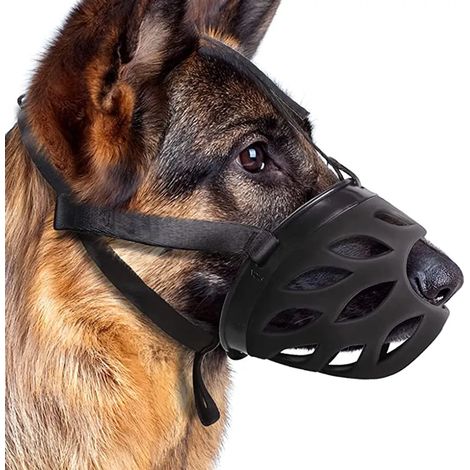 Muselière pour chien, muselière panier respirante pour chiens de petite, moyenne, grande et très grande taille, protection anti-morsures, aboiements et mastication, taille M 31,5 cm, noire (1/5)