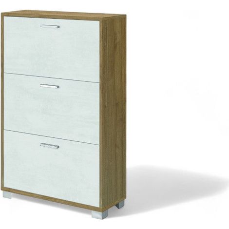 Scarpiera a 3 ante capiente in MDF bianco noce stelvio design moderno dimensioni 70x29x118 cm salvaspazio elegante